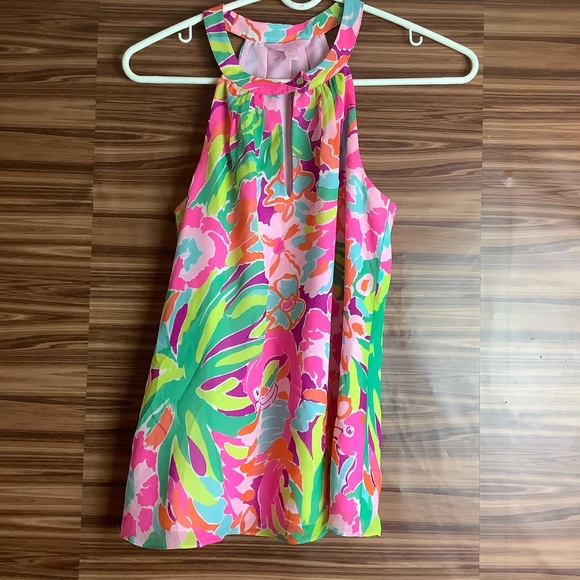 Lilly Pulitzer Lulu Flamingo Rogan Halter Top - Picture 2 of 5